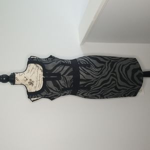 Donna Degnan Sleeveless Grey Zebra Midi Dress Size 10
